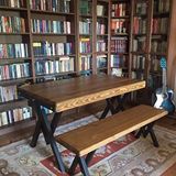Deryawood Masif Ağaç Ahşap Mutfak Masası Takımı 4-6 Kişilik 220*85*76 Cm Masa/220*37*45 Bank