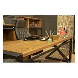 Deryawood Masif Ahşap Çalışma Odası Takımı -140 cm masa+keson+sehpa - Açık Ceviz