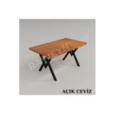 Deryawood Masif Mobilya Raweyn Masif Ağaç Mutfak Masası (AYNI GÜN KARGO) 70cmx120cmx76cm- Acık Ceviz Pürüzsüz- V Ayak