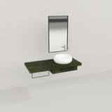 Deryawood Yeşil Eskitme Genüs Ahşap Banyo Rafı