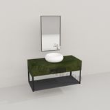 Deryawood Yeşil Eskitme Wind Ahşap Banyo Rafı