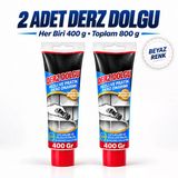 Derz Dolgu Fayans Seramik Mermer Yer Duvar İçin Tamir Wc Banyo Tadilat Beyaz (400 Gr+400 Gr) 2 Adet