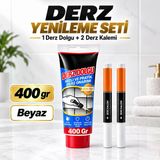 Derz Kalemi Hızlı Kuruyan Yedek Uç Su Bazlı Kokusuz Derz Dolgu Fayans Yenileme Tadilat Boyası Beyaz 400 Gr