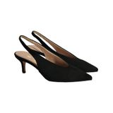 Desa 33718 Siyah Süet Slingback Kadın Topuklu Ayakkabı
