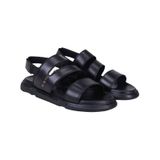 Desa Erkek Sandal Erkek Siyah Cırt Cırtlı Zımba Detaylı Deri Sandalet