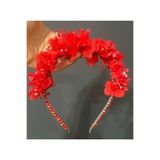 DesaAccessories Kırmızı Çiçekli Lohusa Tacı