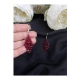 DesaAccessories Tamamen El Yapımı Bordo Kristal Taşlı Küpe