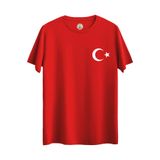 DESEN ATÖLYESİ Pamuklu Milli Takım Sıfır Yaka Türkiye Sırt Baskılı Kırmızı Tişört Çocuk - Yetişkin