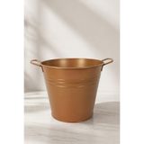 Desen Dekorasyon 6 Litre Paslanmaz Metal Leğen - Bakır Renk Çok Amaçlı Kova ve Bahçe/balkon Saksılığı (23 cm Çap)