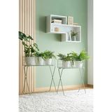Desen Dekorasyon Ayaklı Metal Çiçek ve Bitki Saksılık Sepeti Ikili Set 65 ve 75 cm - Mint Yeşili - İkili Set