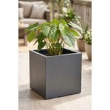 Desen Dekorasyon Zenith 35 cm Kare Küp Metal Saksı - İç & Dış Mekan Modern Dekoratif Saksılık (35x35x35 cm) Antrasit