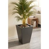 Desen Dekorasyon Zenith 40 cm Dikey Konik Metal Saksı - İç ve Dış Mekan Modern Dekoratif Saksılık (40x30/20 Cm) - Antrasit