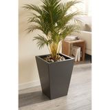 Desen Dekorasyon Zenith 40 cm Dikey Konik Metal Saksı - İç ve Dış Mekan Modern Dekoratif Saksılık (40x30/20 Cm) - Antrasit