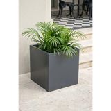 Desen Dekorasyon Zenith 40 cm Kare Küp Metal Saksı - Iç & Dış Mekan Modern Dekoratif Saksılık (40X40X40 Cm) - Antrasit