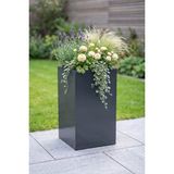 Desen Dekorasyon Zenith 50 cm Dikey Dikdörtgen Metal Saksı - Iç ve Dış Mekan Modern Dekoratif Saksılık (50X30/30 Cm) - Antrasit