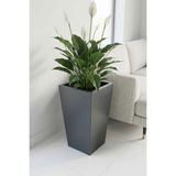 Desen Dekorasyon Zenith 50 cm Dikey Konik Metal Antrasit Saksı - İç ve Dış Mekan Modern Dekoratif Saksılık (50X30/20 Cm)