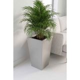 Desen Dekorasyon Zenith 50 cm Dikey Konik Metal Krem Saksı - İç ve Dış Mekan Modern Dekoratif Saksılık (50X30/20 Cm)