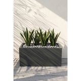 Desen Dekorasyon Zenith 50x20x20 cm Yatay Dikdörtgen Antrasit Saksılık - İç & Dış Mekan Modern Metal Saksı