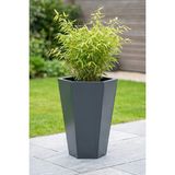 Desen Dekorasyon Zenith 60 cm Dikey Konik Altıgen Saksı - İç ve Dış Mekan Modern Metal Saksılık (60x40x26 cm) - Antrasit
