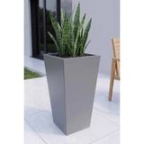 Desen Dekorasyon Zenith 60 cm Dikey Konik Metal Saksı - İç ve Dış Mekan Modern Dekoratif Saksılık (60X30/20 Cm) - Gri