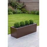 Desen Dekorasyon Zenith 97x25x30 cm Yatay Dikdörtgen Acı Kahve Saksılık - İç & Dış Mekan Modern Metal Saksı - Soft Kahverengi