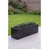Desen Dekorasyon Zenith 97X25X30 cm Yatay Dikdörtgen Siyah Saksılık - Iç & Dış Mekan Modern Metal Saksı