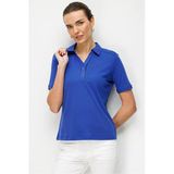 Desen Kadın Polo Yaka İğne İşlemeli Pamuklu Penye T-Shirt 26Ydsn26802
