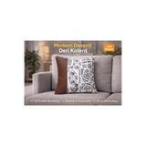 desen tasarım deri detaylı modern kırlent Beyaz 43 x 43