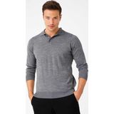 Desen Triko 02421601 Füme Basic Polo Yaka İnce Triko Erkek Kazak