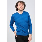 Desen Triko 0249626 Saks V Yaka Yün Erkek Kazak
