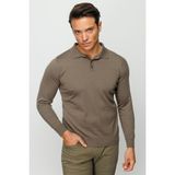 Desen Triko 21601 Basic Polo Yaka İnce Triko Uzun Kol Vizon Erkek Kazak
