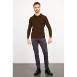 Desen Triko 21601 Koyu Kahve Basic Polo Yaka İnce Triko Erkek Kazak