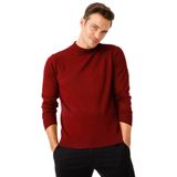 Desen Triko 21604 Koyu Kırmızı Basic Yarım Balıkçı İnce Triko Erkek Kazak