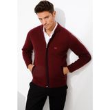 Desen Triko 22523 Bordo Erkek Pike Dokuma Fermuarlı Cepli Triko Mont