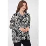 Desen Triko 22802 Siyah Zebra Desenli Kadın Gömlek