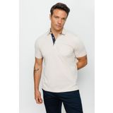 Desen Triko 23201 Taş Erkek Polo Yaka Düğmeli Cepli Bej Erkek T-Shirt