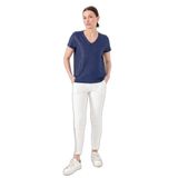 Desen Triko 23462 Lacivert Kadın V Yaka Cepli Penye T-Shirt