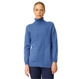 Desen Triko Balıkçı Yaka Çizgili Kazak, XL, 25251, İndigo, Kadın