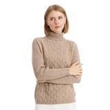 Desen Triko Balıkçı Yaka Yün Kazak, XL, 23153, K.Bej, Kadın