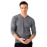 Desen Triko Basic V Yaka İnce Triko Kazak, S, 21602, FÜME, Erkek