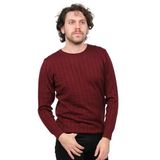 Desen Triko Bisiklet Yaka Yün Kazak, M, 802420209625, BORDO, Erkek