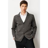 Desen Triko Blazer Ceket, 2XL, 23600, K.Füme, Erkek