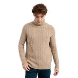 DESEN TRİKO Erkek Balıkçı Yaka Saç Örgülü Yün Kazak K.Bej Beden;XL,Renk;K.Bej dsnNM4944