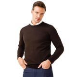 Desen Triko Erkek Basic Sıfır Yaka İnce Triko Kazak 02421603 Koyu Kahve M