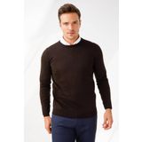 Desen Triko Erkek Basic Sıfır Yaka İnce Triko Kazak 02421603 Koyu Kahve XXL