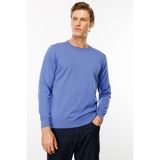 Desen Triko Erkek Basic Sıfır Yaka Ince Triko Kazak Eflatun - 2XL