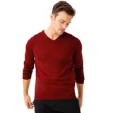 Desen Triko Erkek Basic V Yaka İnce Triko Kazak 02421602 Bordo XXL