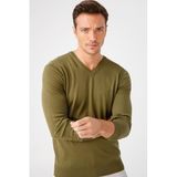 DESEN TRİKO Erkek Basic V Yaka İnce Triko Kazak Haki Beden;3XL,Renk;HAKİ dsnNM1727