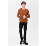 DESEN TRİKO Erkek Basic V Yaka İnce Triko Kazak K.taba Beden;XL,Renk;K.taba dsnNM1821