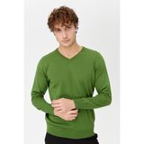Desen Triko Erkek Basic V Yaka Ince Triko Kazak K.yosun - 3XL